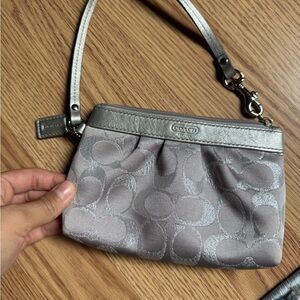 Coach Metallic Silver Wristlet